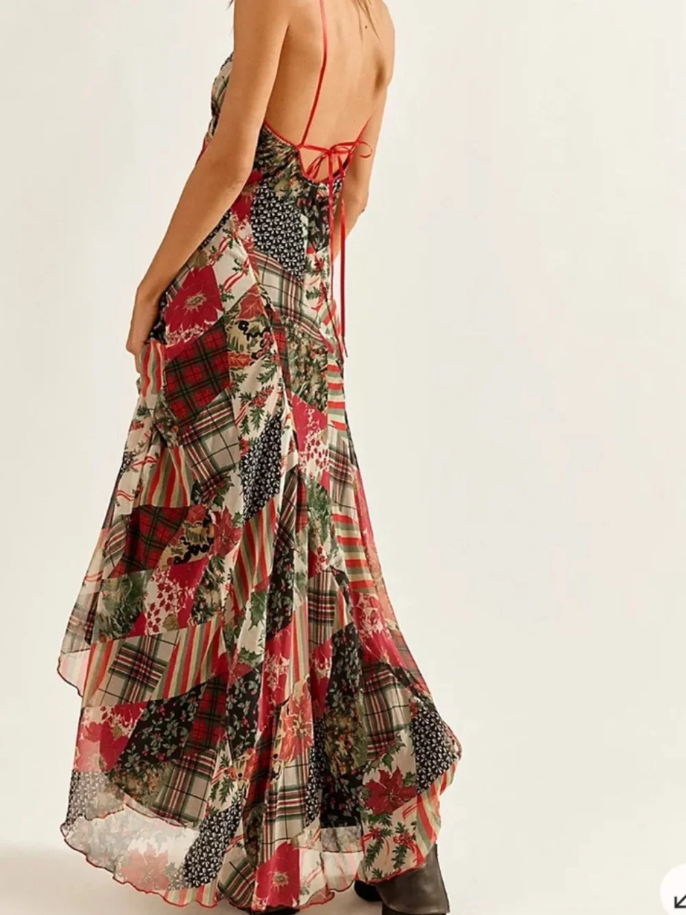 Free People ‘Tis The Season Patchwork Backless Maxi Dress - Picture 4 of 7